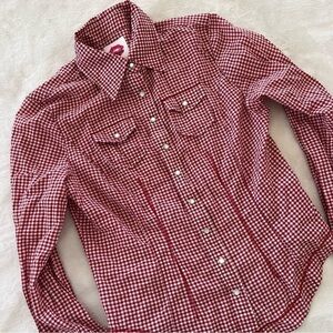 VINTAGE Fiorucci Western Red White Plaid Button Up Shirt